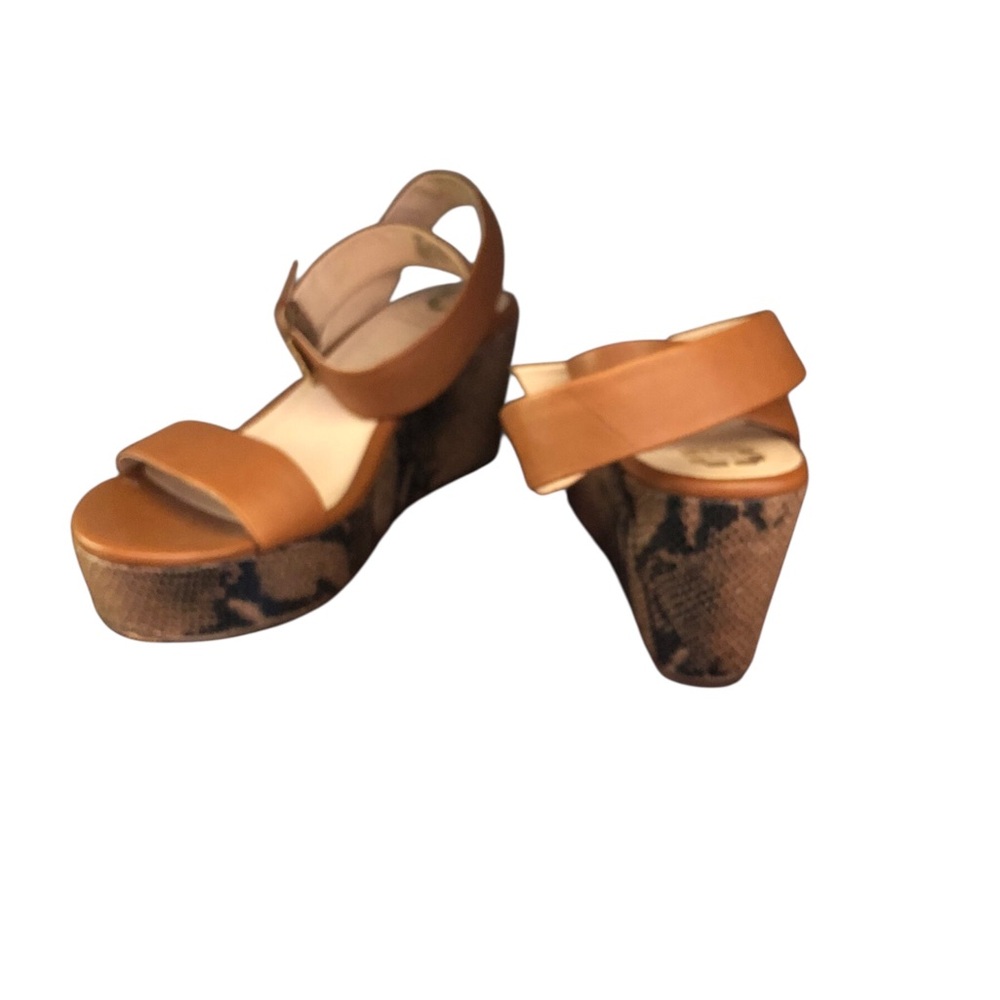 Monet Brown Wedge Sandals with Cork Heel - Picture 6 of 8